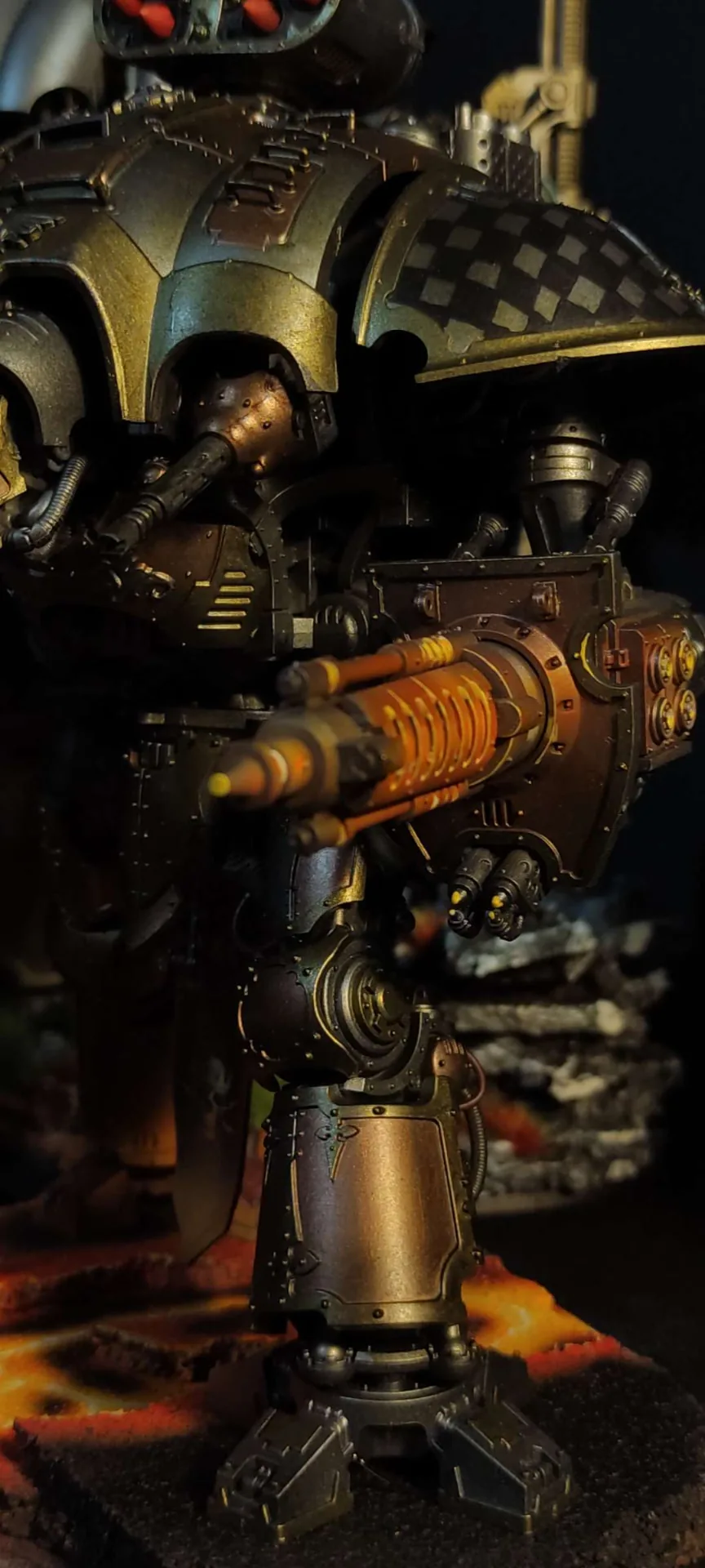 Imperial Knight Questoris — Detalle del arma — miniatura WARHAMMER 40K pintada por encargo por Bierzo Art Studio