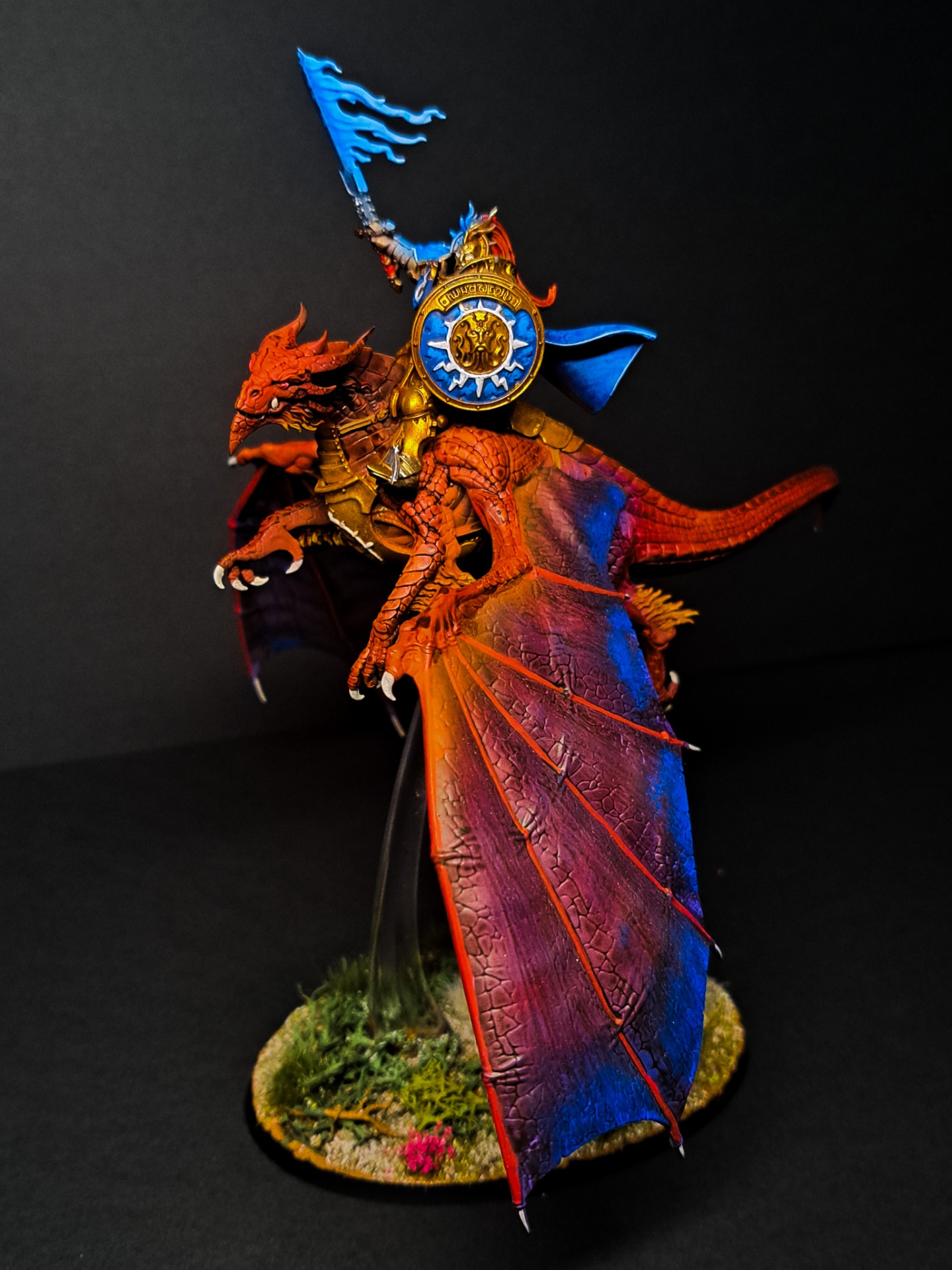 Magmadroth con jinete — Vista lateral — miniatura AGE OF SIGMAR pintada por encargo por Bierzo Art Studio