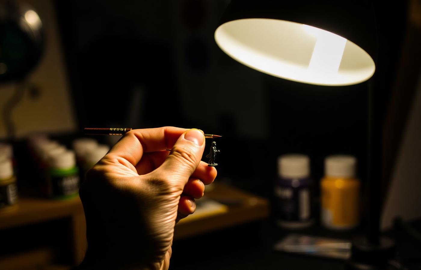 Bierzo Art Studio artist applying fine details to a fantasy miniature with a brush